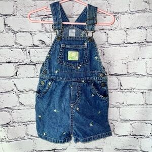 Carters Vintage Toddler Girls‎ Denim Shortalls Floral Embroidered Size 18 Months